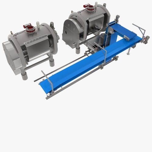 Open Frame Mixer integration with double-inclined conveyor